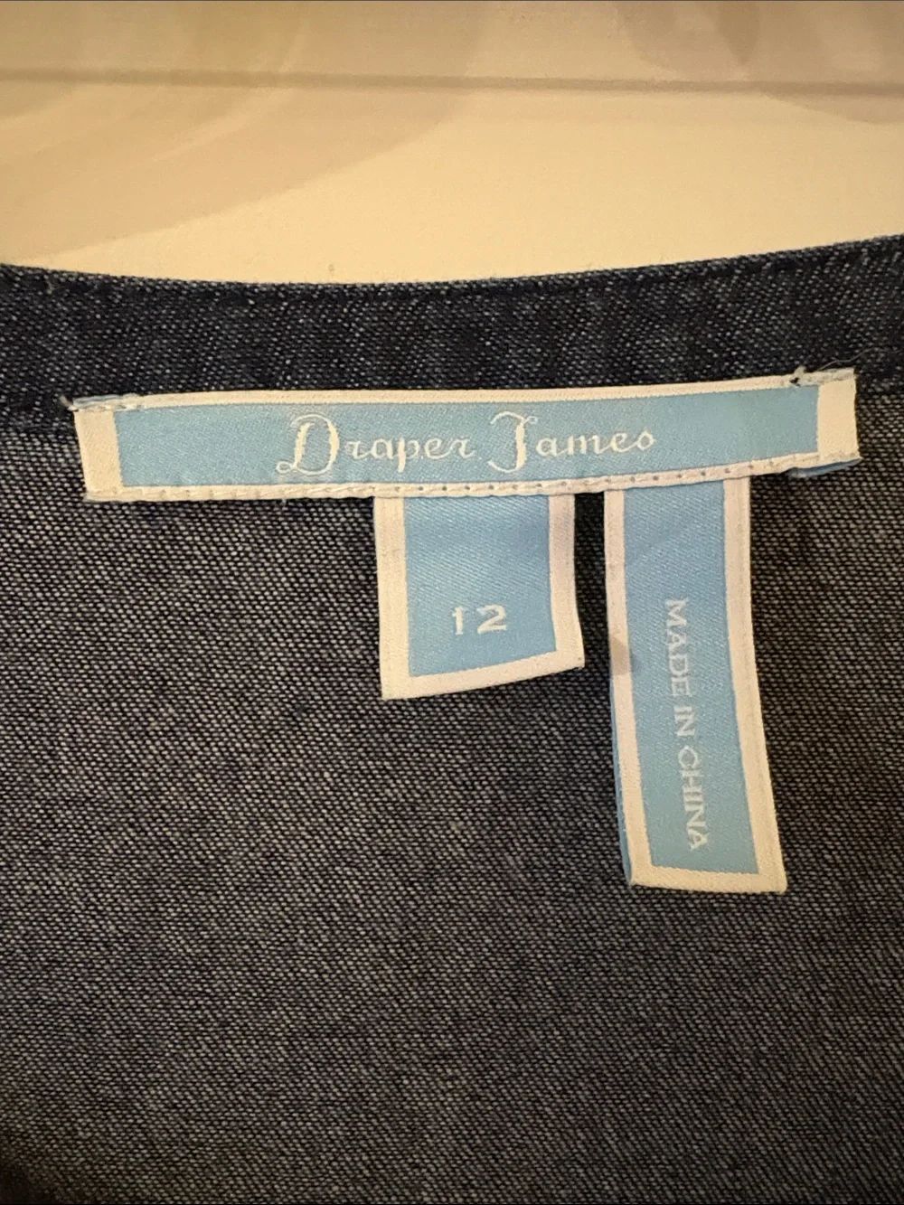DRAPER JAMES CHAMBRAY RUFFLE SHIFT DRESS - Picture 5 of 9